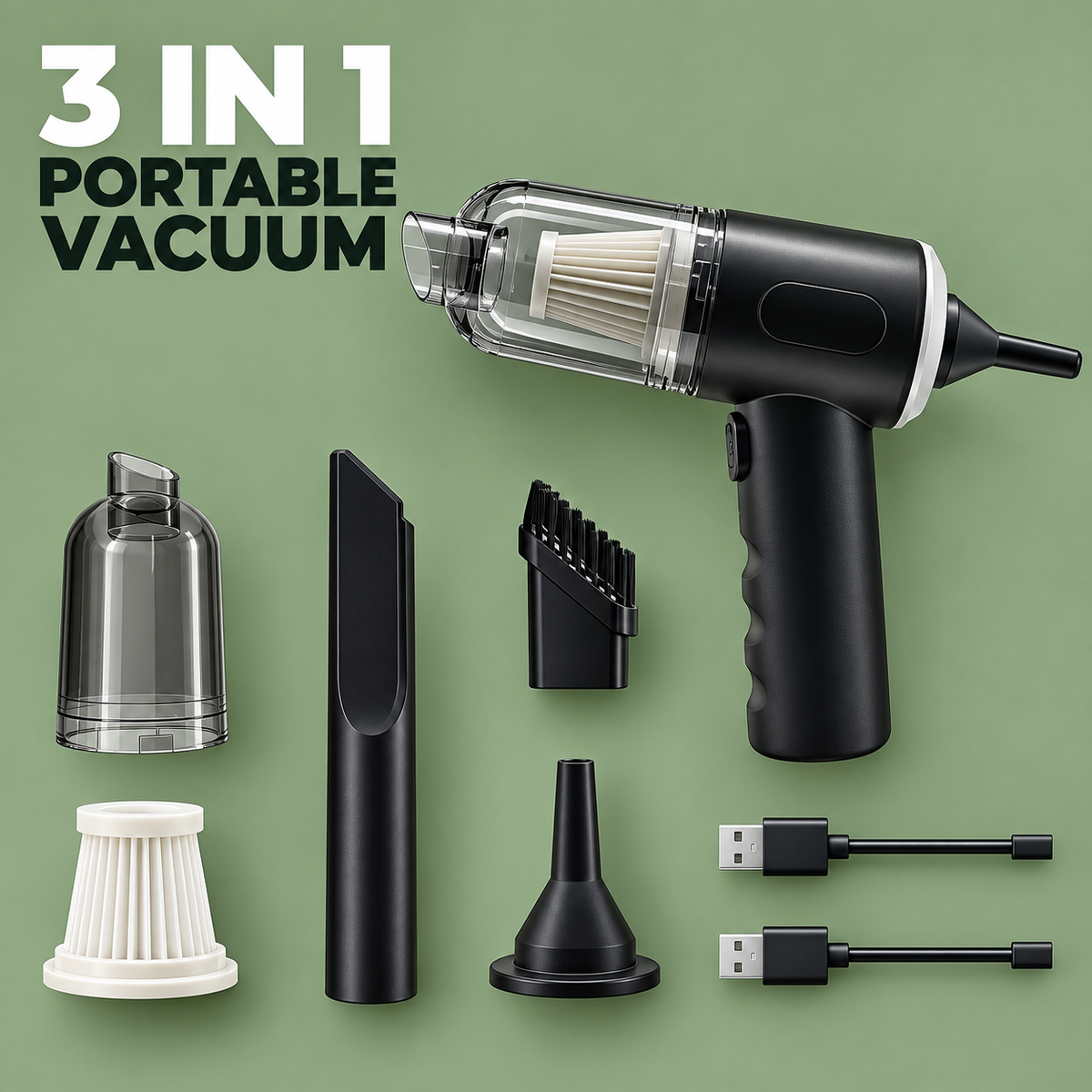 Portable Mini 3-in-1 Vacuum Cleaner
